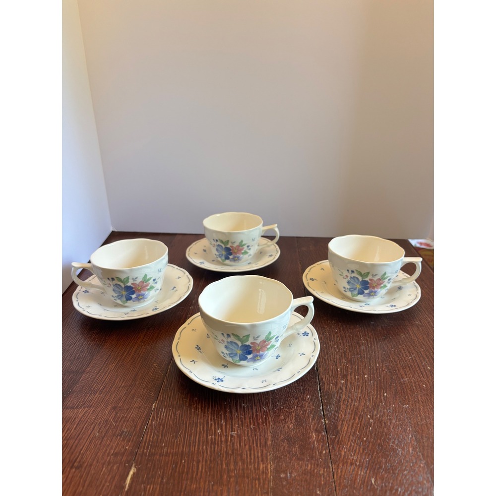 Nikko Provincial Designs Floral Tea Cup and Saucer Set of 4 Japan Ironstone